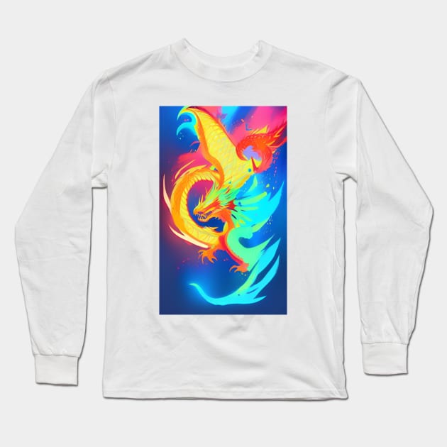 Colorful Hippie Popculture Beautiful Dragon Long Sleeve T-Shirt by ShopSunday